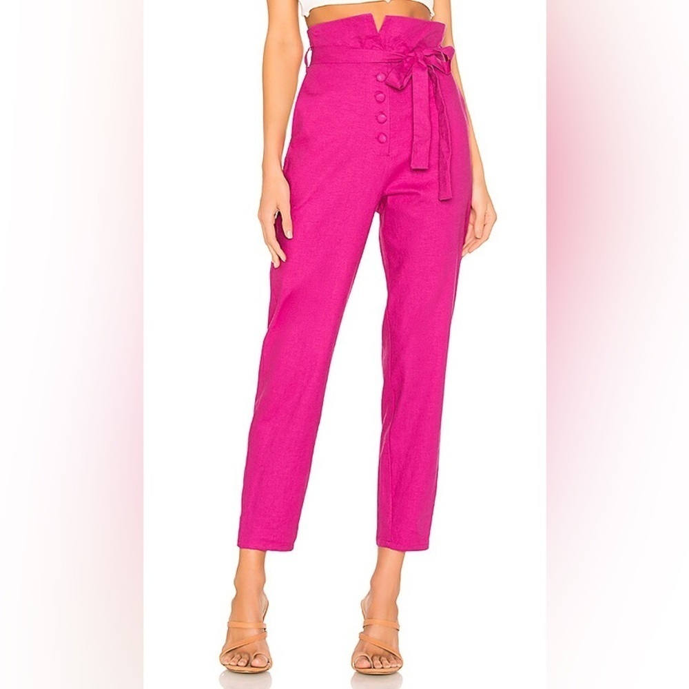 Lovers and Friends Linen Blend Paper Bag High Rise Magenta Pink Calvin Pants XL